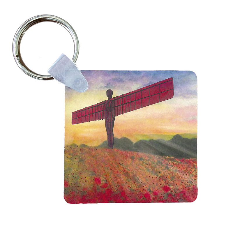 Angel of the North with Poppies - Keyring