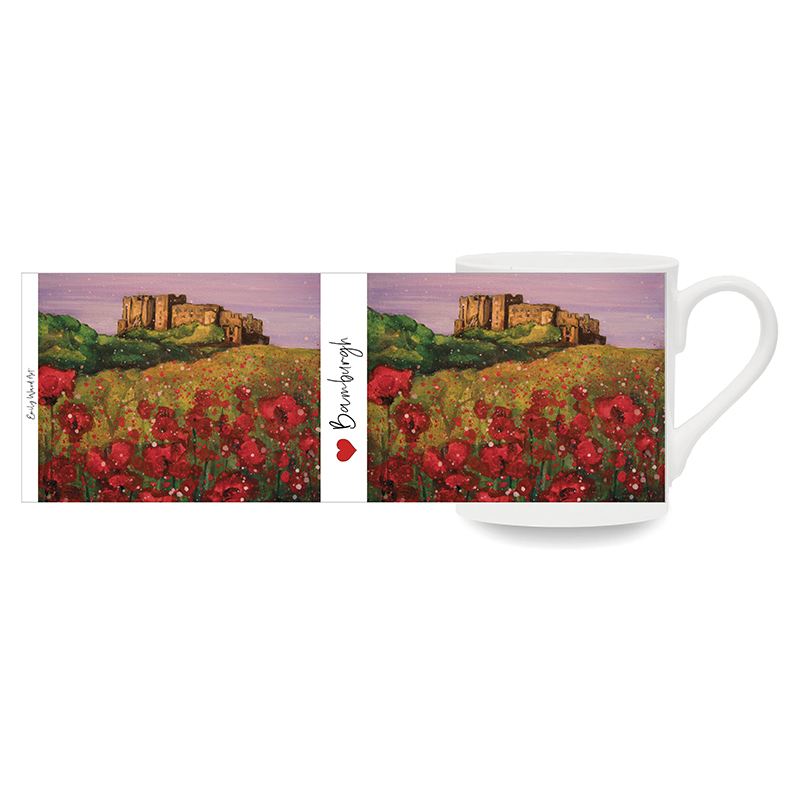 Bamburgh Castle Poppies  -  Bone China Cup
