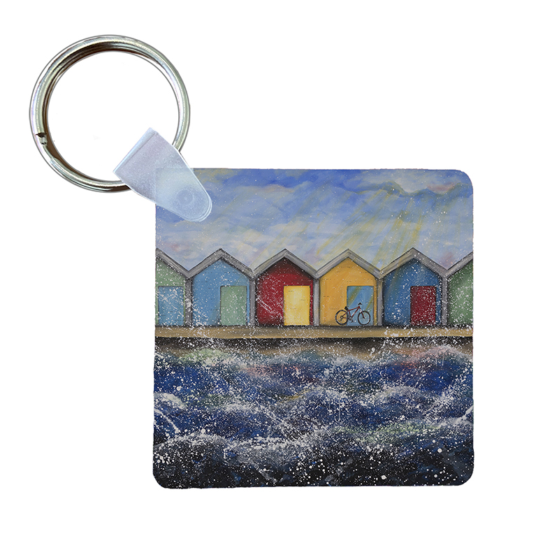 Beach Huts in the Sunshine - Keyring