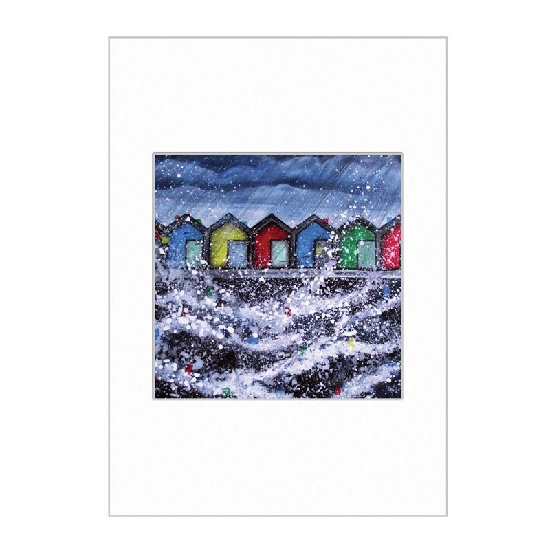 Blyth Beach Huts Mini Print A4