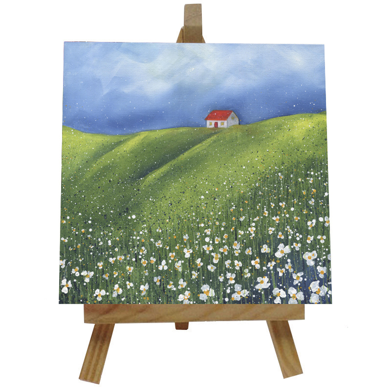 Cottage in the Daisies Tile with Easel