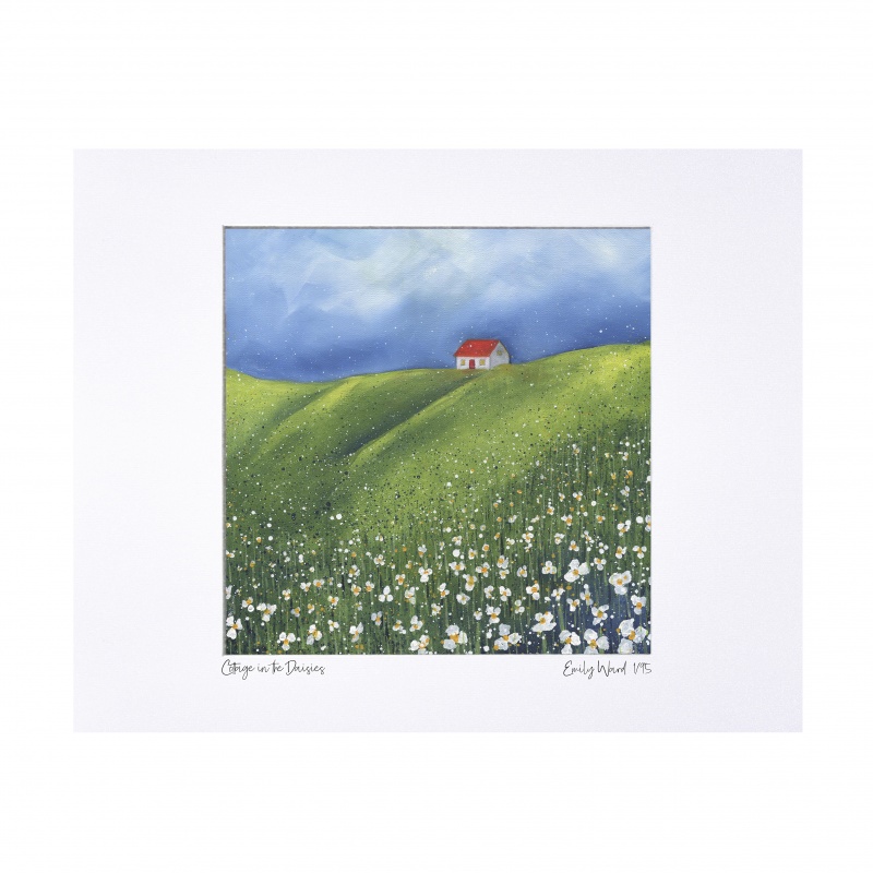 Cottage in the Daisies  Limited Edition Print with Mount