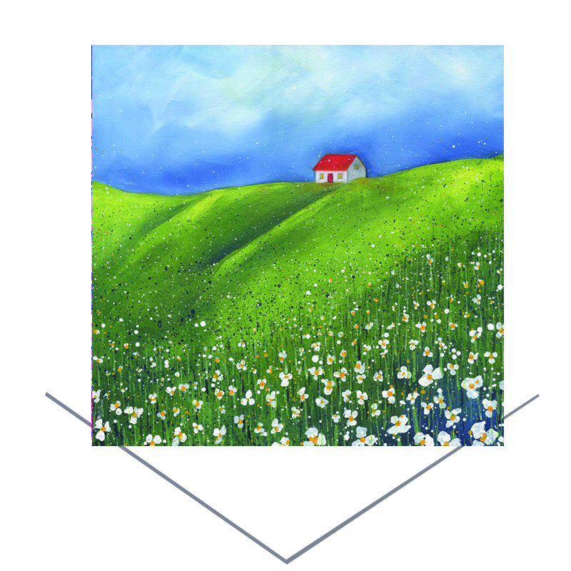 Cottage in the Daisies Greeting Card
