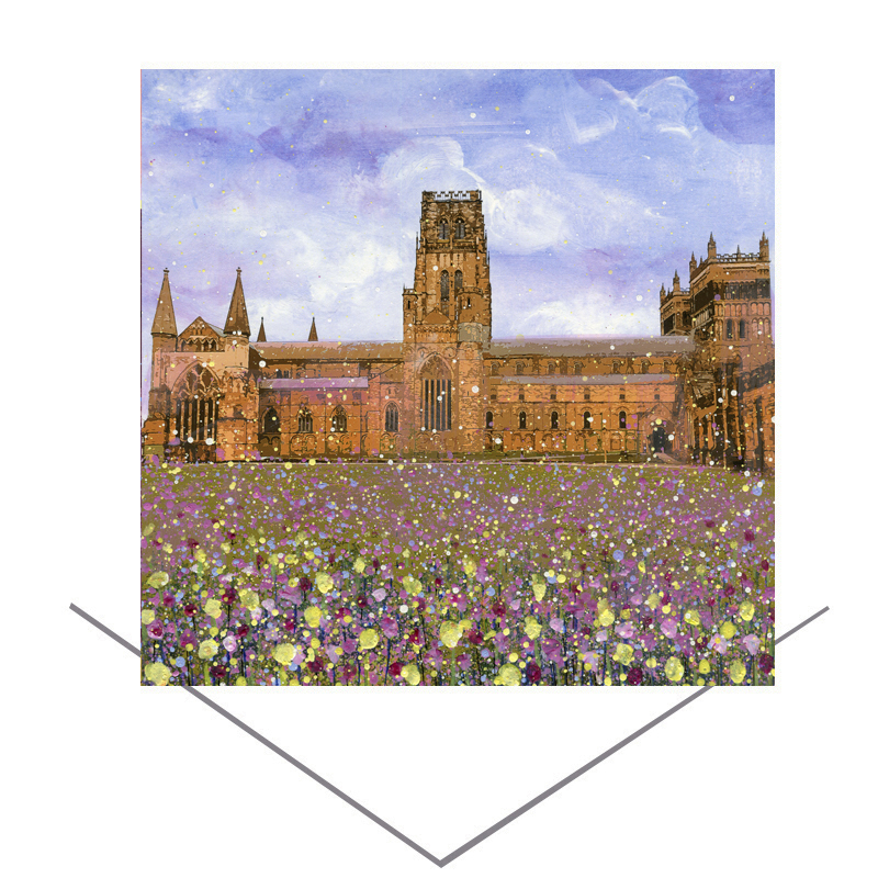 Durham Cathedral with Flowers Greetings Card