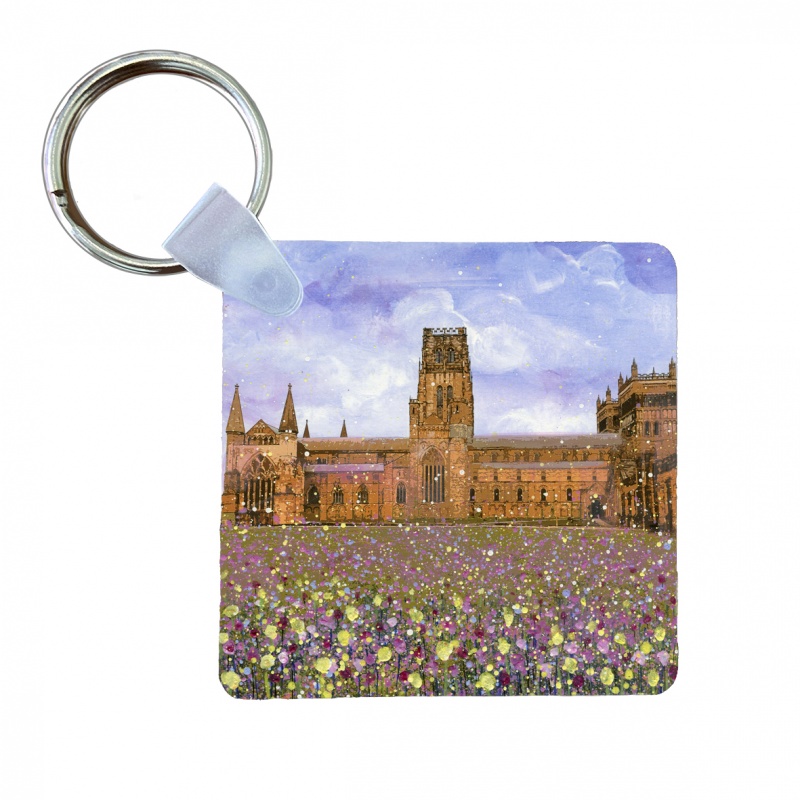 Durham Cathedral with Flowers - Keyring