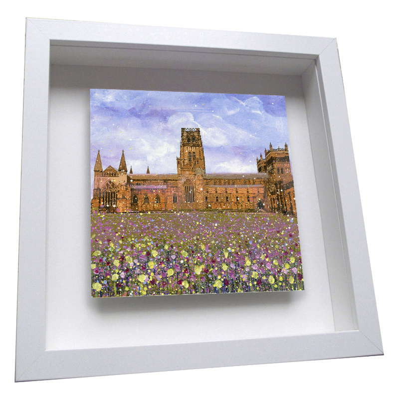 Durham Cathedral with Flowers - Framed Tile