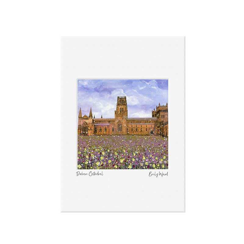 Durham Cathedral with Flowers Mini Print A4