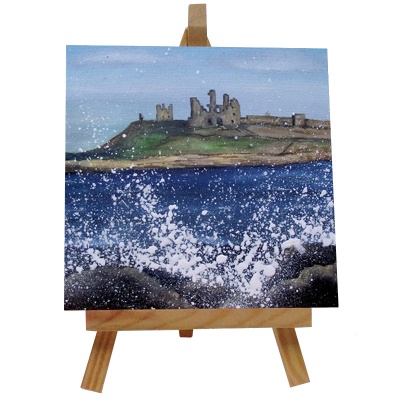 Dunstanburgh Castle Tile with Easel