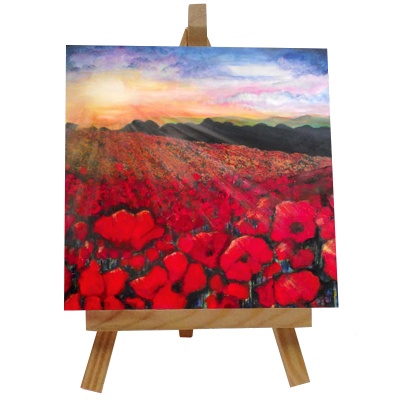 Poppies Tile with Easel