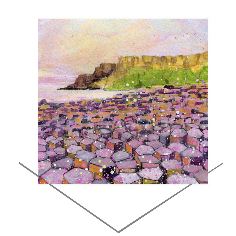 Giant's Causeway - Pink - Greetings Card