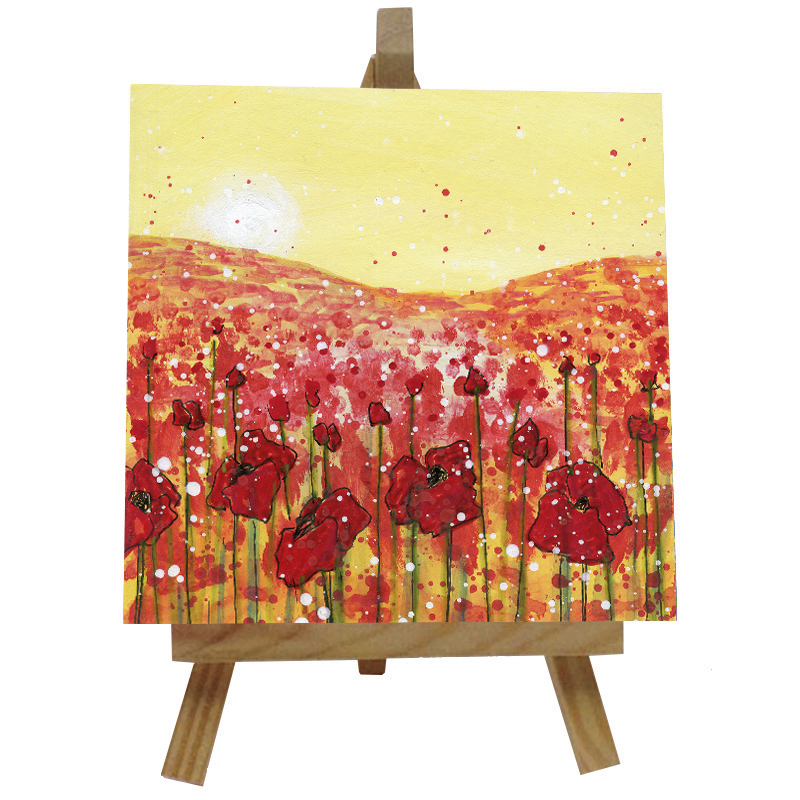 Poppies in the Sunshine Tile with Easel