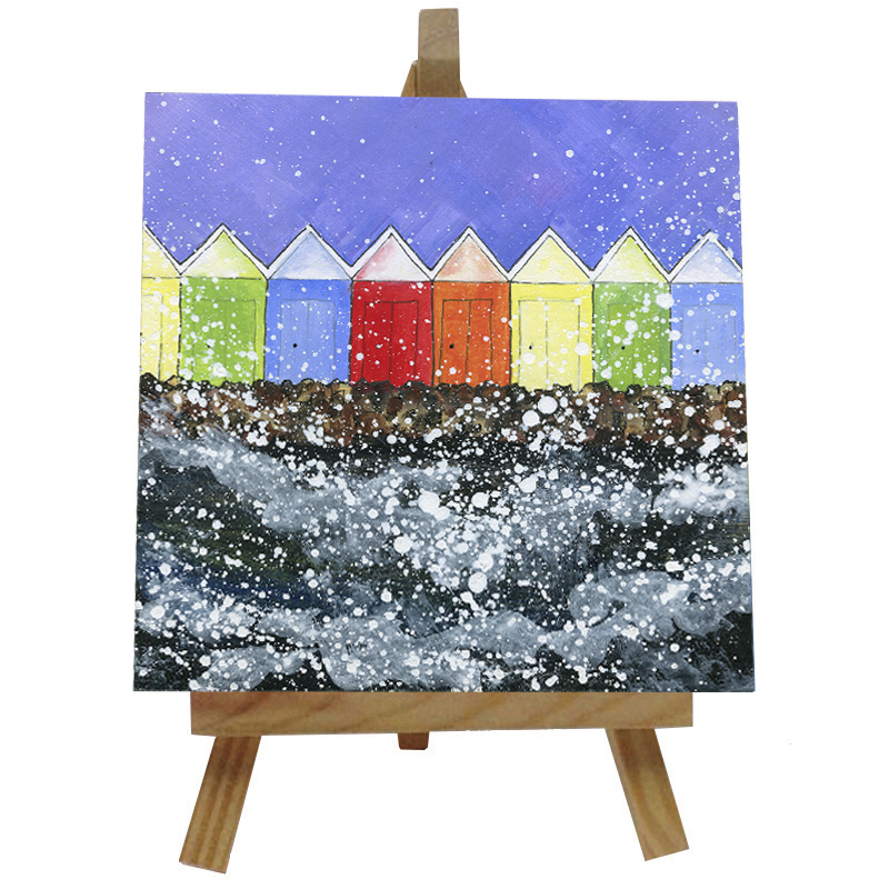 Scarborough Beach Huts Tile  with Easel