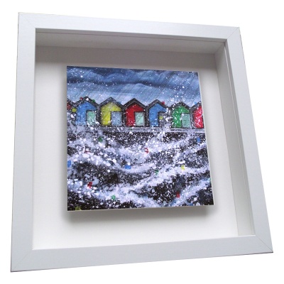 Blyth Beach Huts - Framed Tile