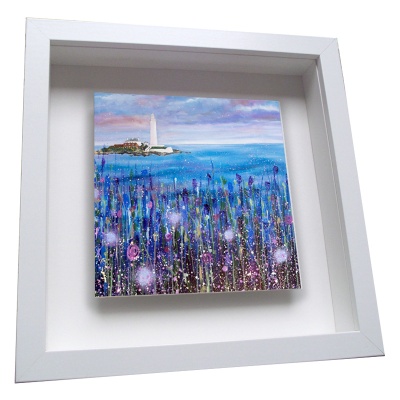 St Marys Lighthouse Blue - Framed Tile