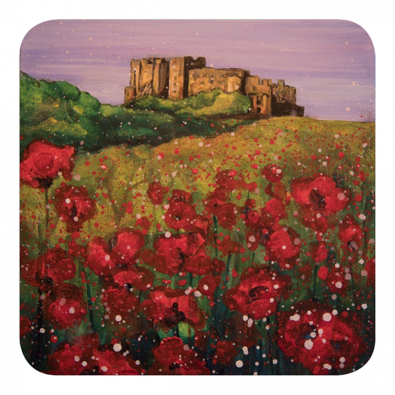 Bamburgh Castle Poppies Coaster
