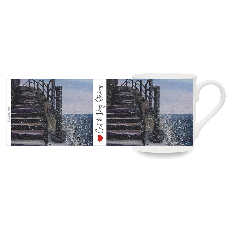 Cat and Dog Stairs -  Bone China Cup