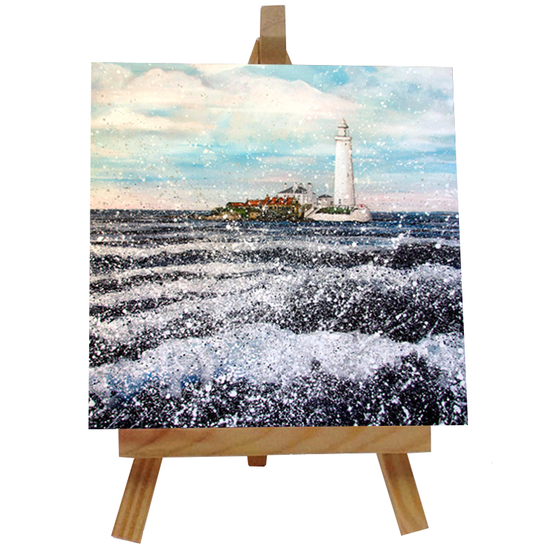 St Marys Lighthouse Tile with Easel
