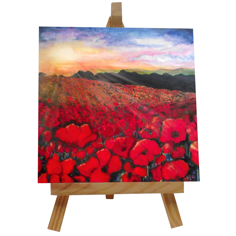 Poppies Tile with Easel
