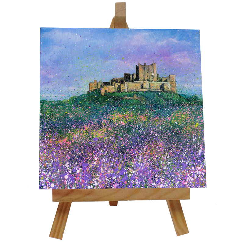 Bamburgh Castle Flowers Tile with Easel