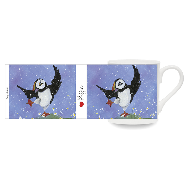 Puffin Dancing in the Daisies -  Bone China Cup