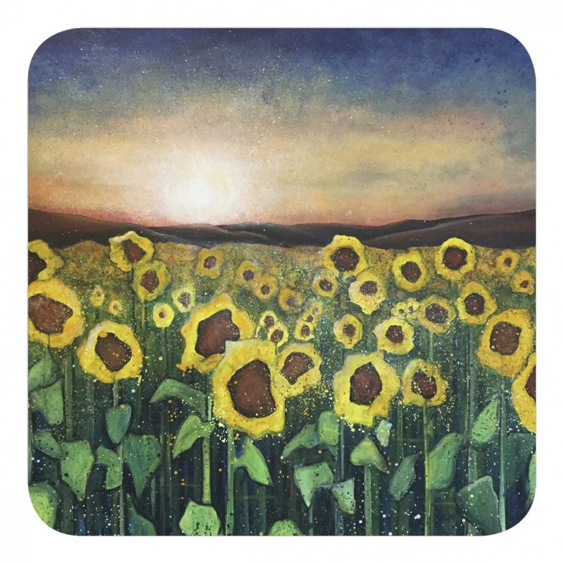 Sunflowers at Sunset Coaster